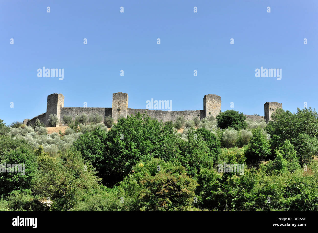 Monteriggioni, mittelalterliche Stadtmauern, Festungen erbaut zwischen 1213 und 1219, Provinz Siena, Toskana, Italien, Europa Stockfoto