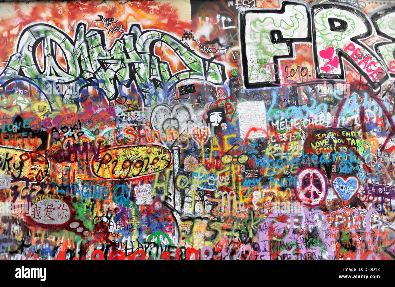 John-Lennon-Mauer, Graffiti, Prag, Tschechische Republik Stockfoto