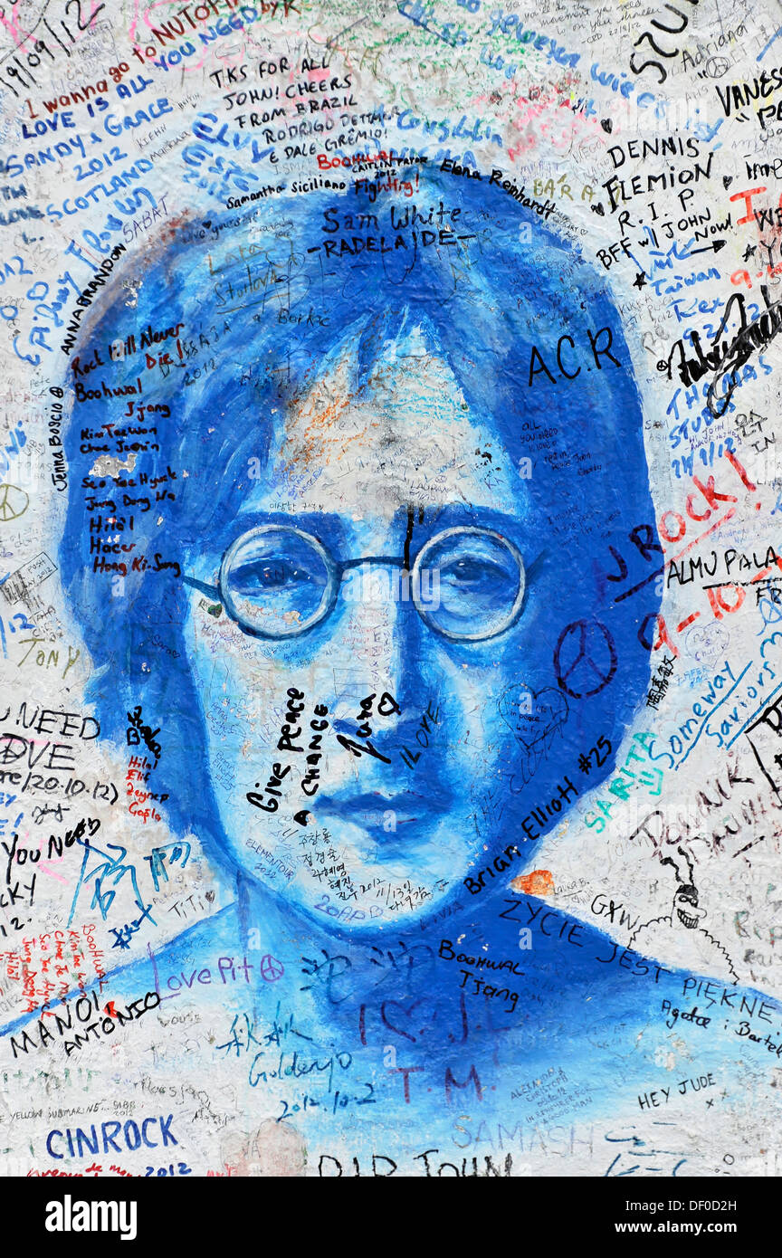 John Lennon Wand, Graffiti, Prag, Hlavní Město Praha, Tschechische Republik Stockfoto
