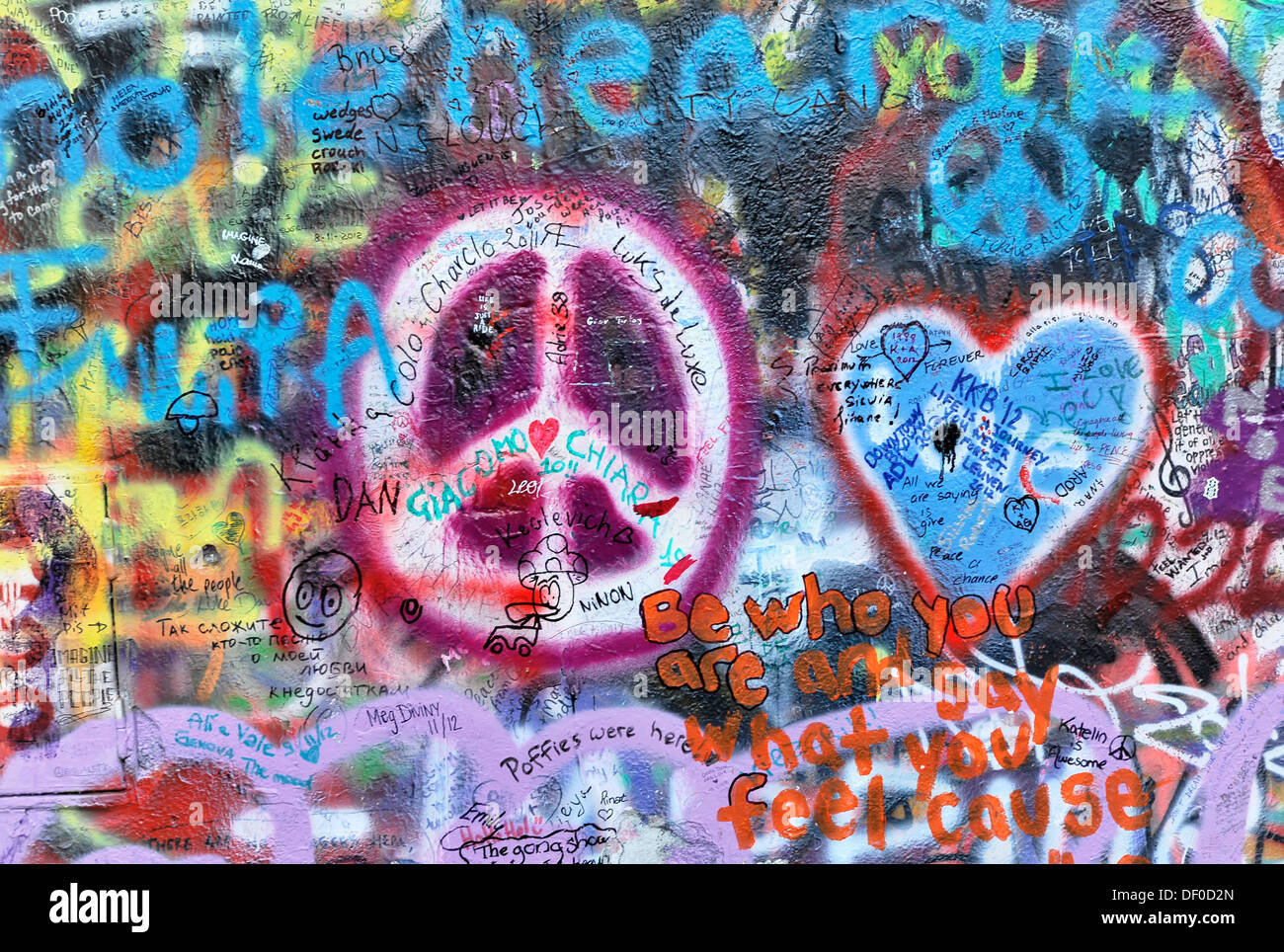 John-Lennon-Mauer, Graffiti, Prag, Tschechische Republik Stockfoto