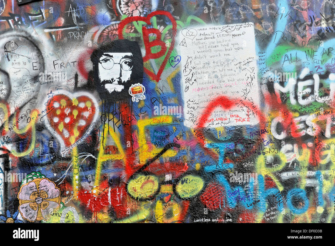 John-Lennon-Mauer, Graffiti, Prag, Tschechische Republik Stockfoto