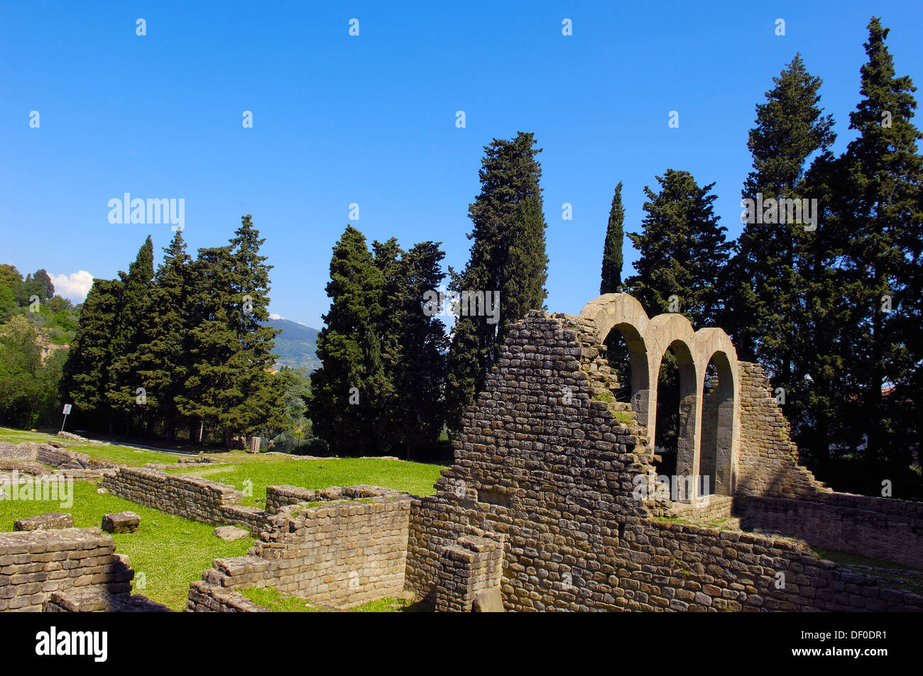 Fiesole, römische Ruinen, Provinz Florenz, Toskana, Italien, Europa Stockfoto