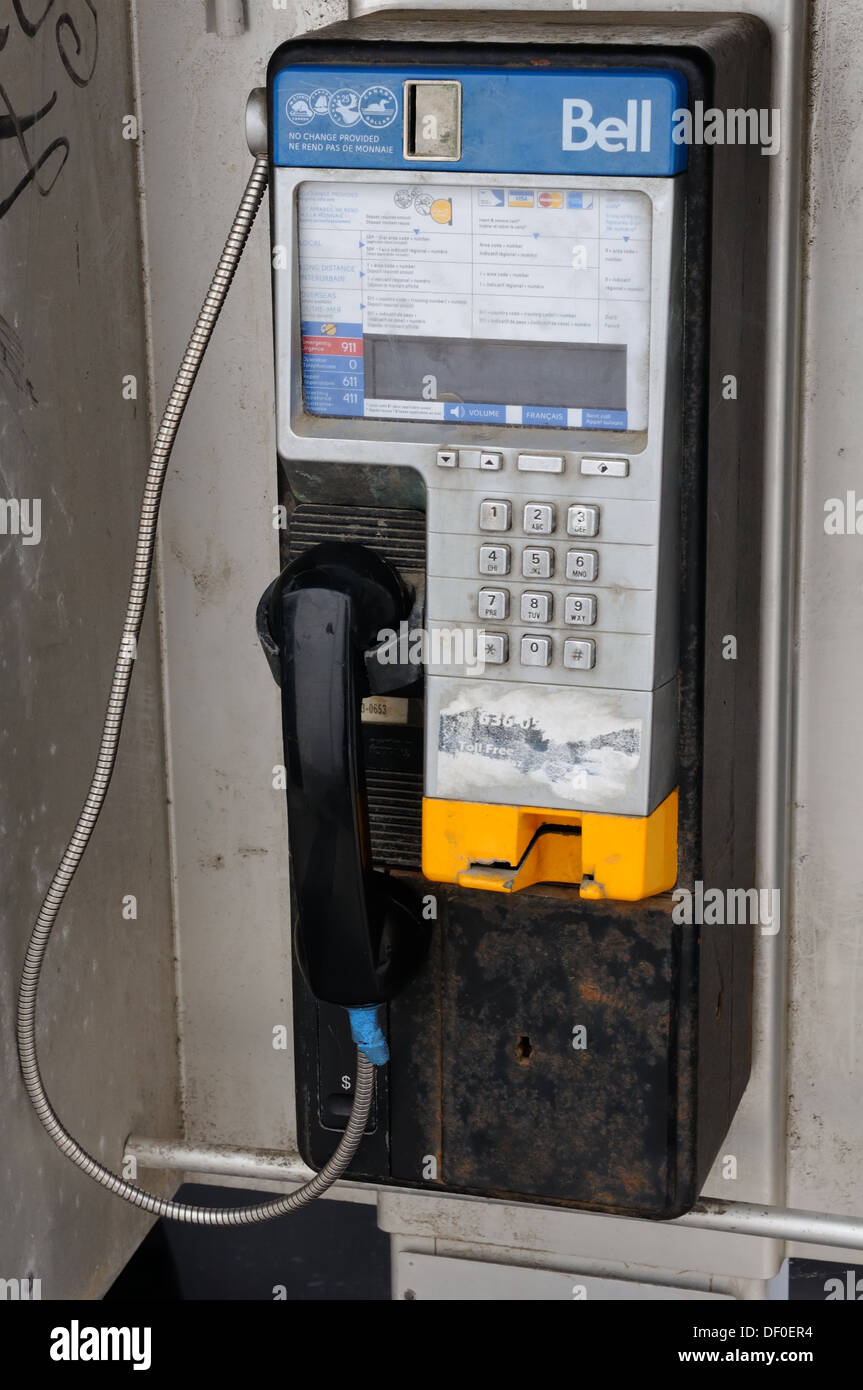 Ein Outdoor-Telefonzelle in Milton, Ontario, Kanada Stockfoto