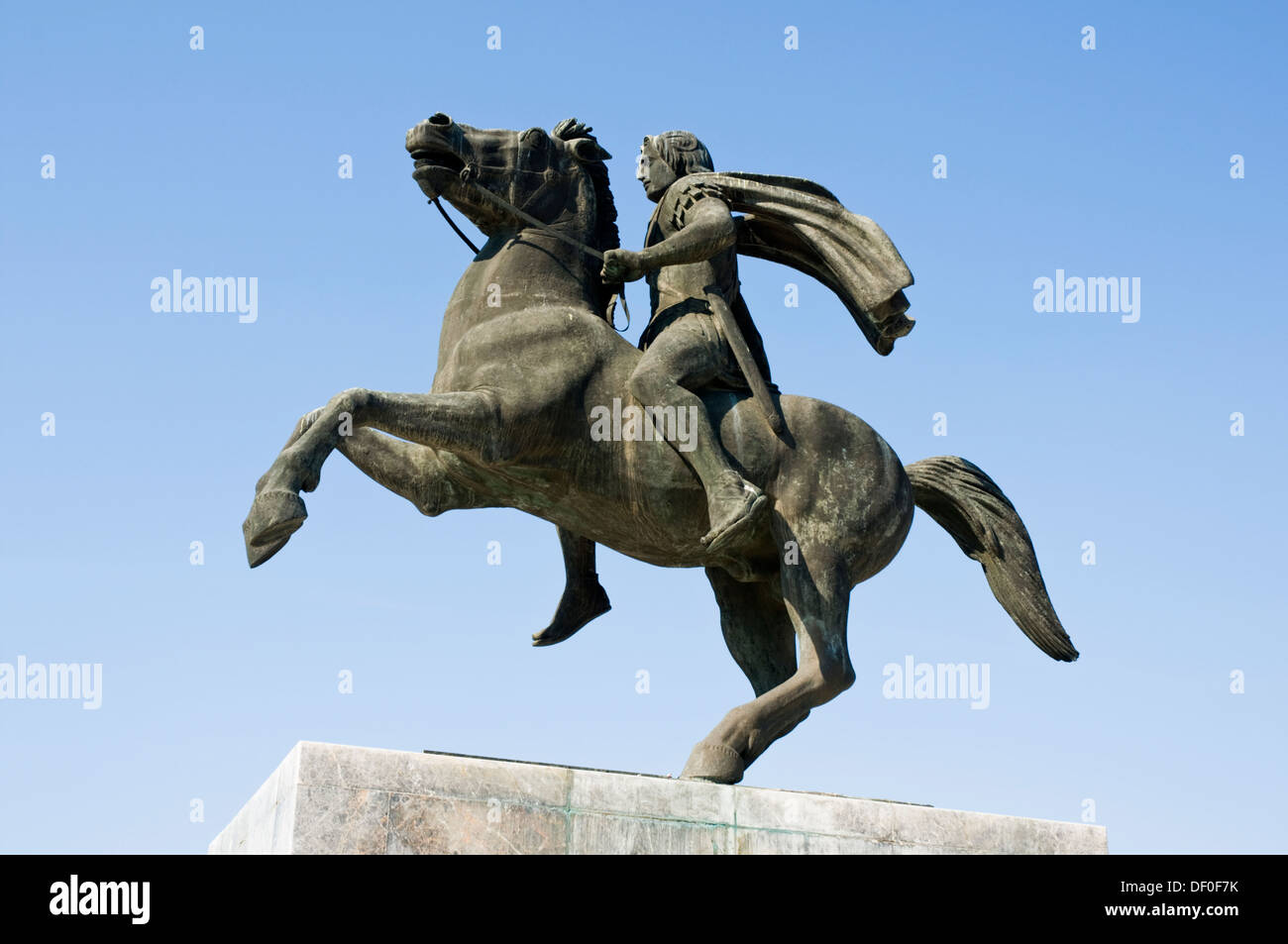 Europa, Griechenland, Thessaloniki, Alexander das große Denkmal an der Uferpromenade, Alexander zu Pferd Stockfoto