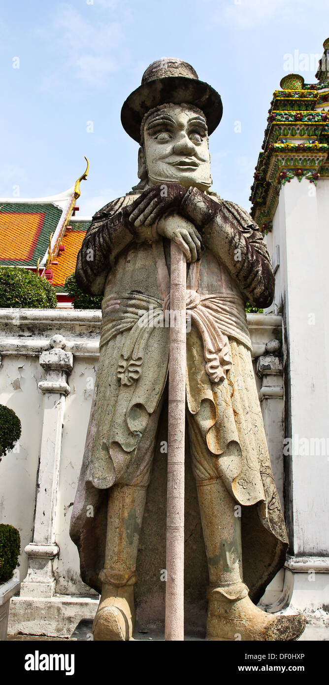 Statue des Mannes im Wat Pho in Bangkok, Thailand. Stockfoto