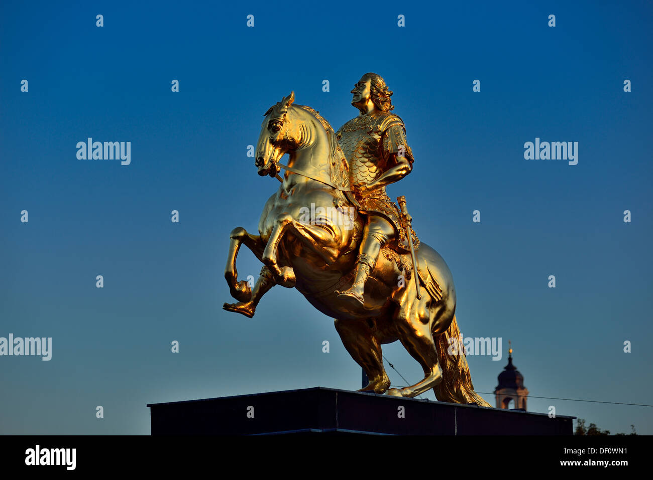 Goldener Reiter in der Neustadt-Dweller Markt, Dresden, Goldener Reiter bin Neustaedter Markt Stockfoto