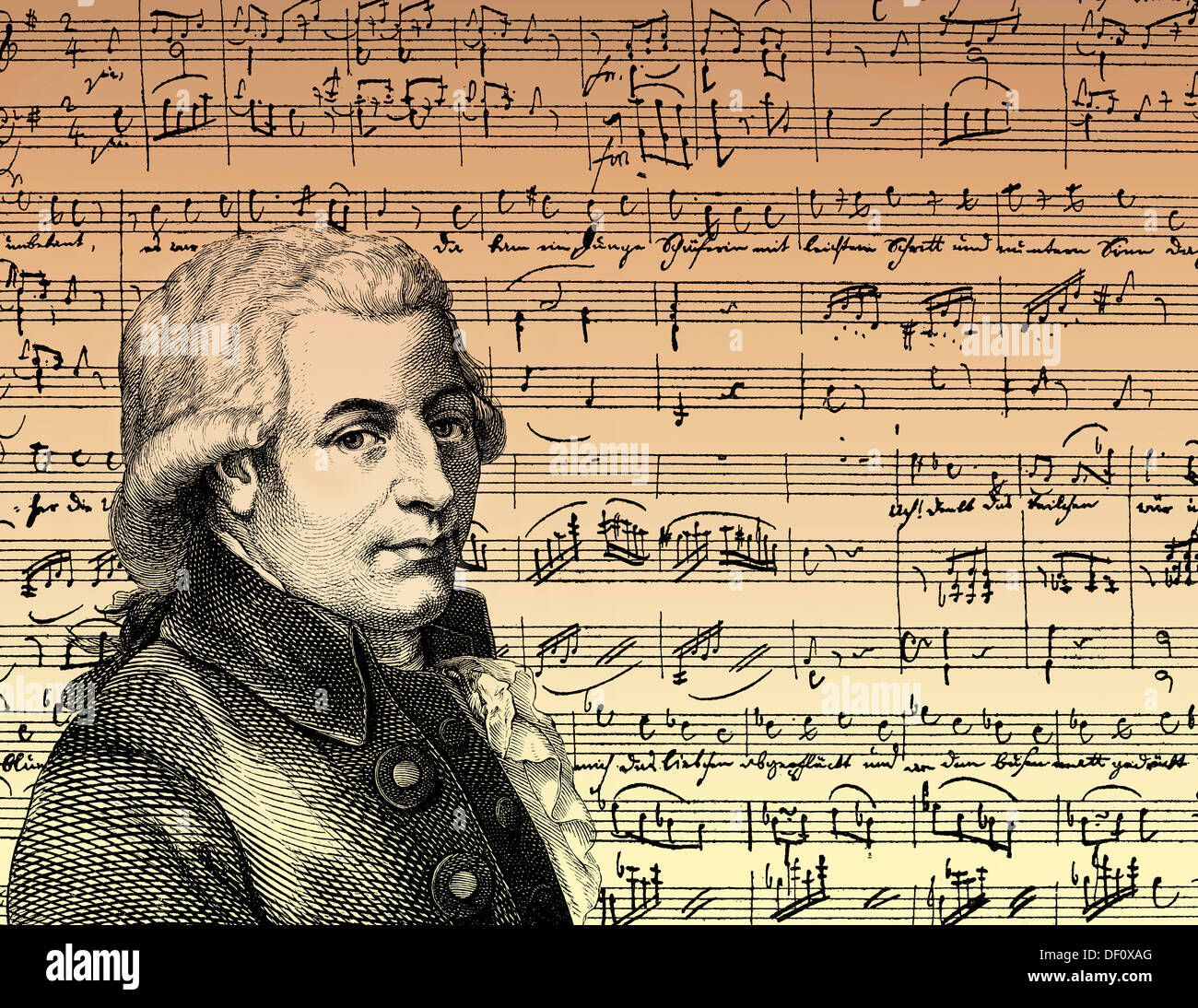 Wolfgang Amadeus Mozart, 1756-1791, ein Komponist der Wiener Klassik Stockfoto