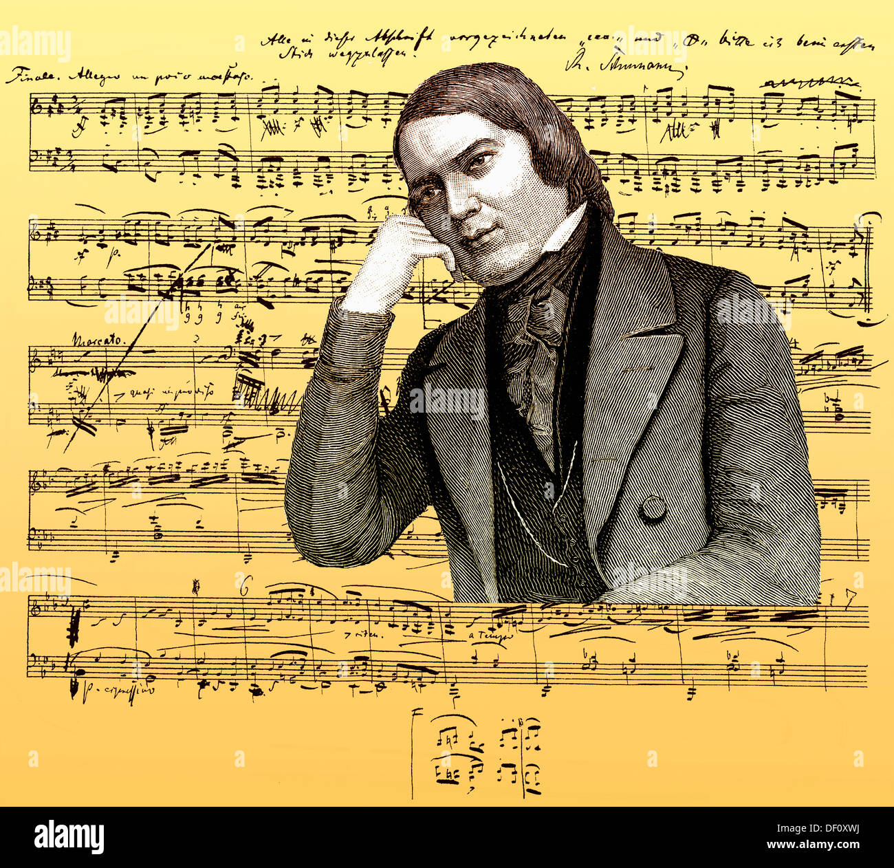 Robert Schumann 1810-1856, deutscher Komponist und Pianist der Romantik, Sonate Nr. 1 op. 2 Stockfoto