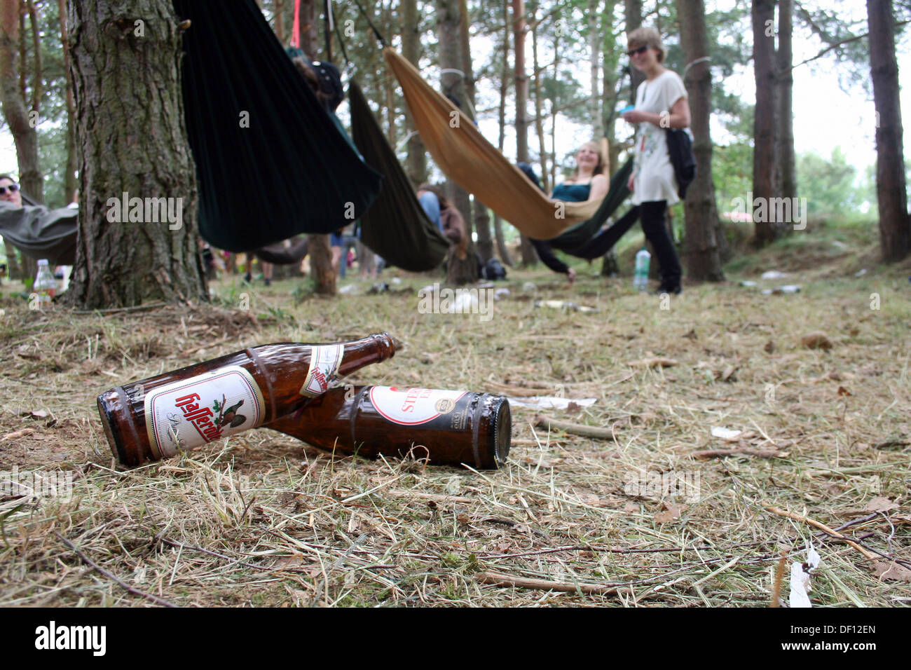 Larz, Deutschland, Festival-Besucher Hängematten zum Entspannen Stockfoto