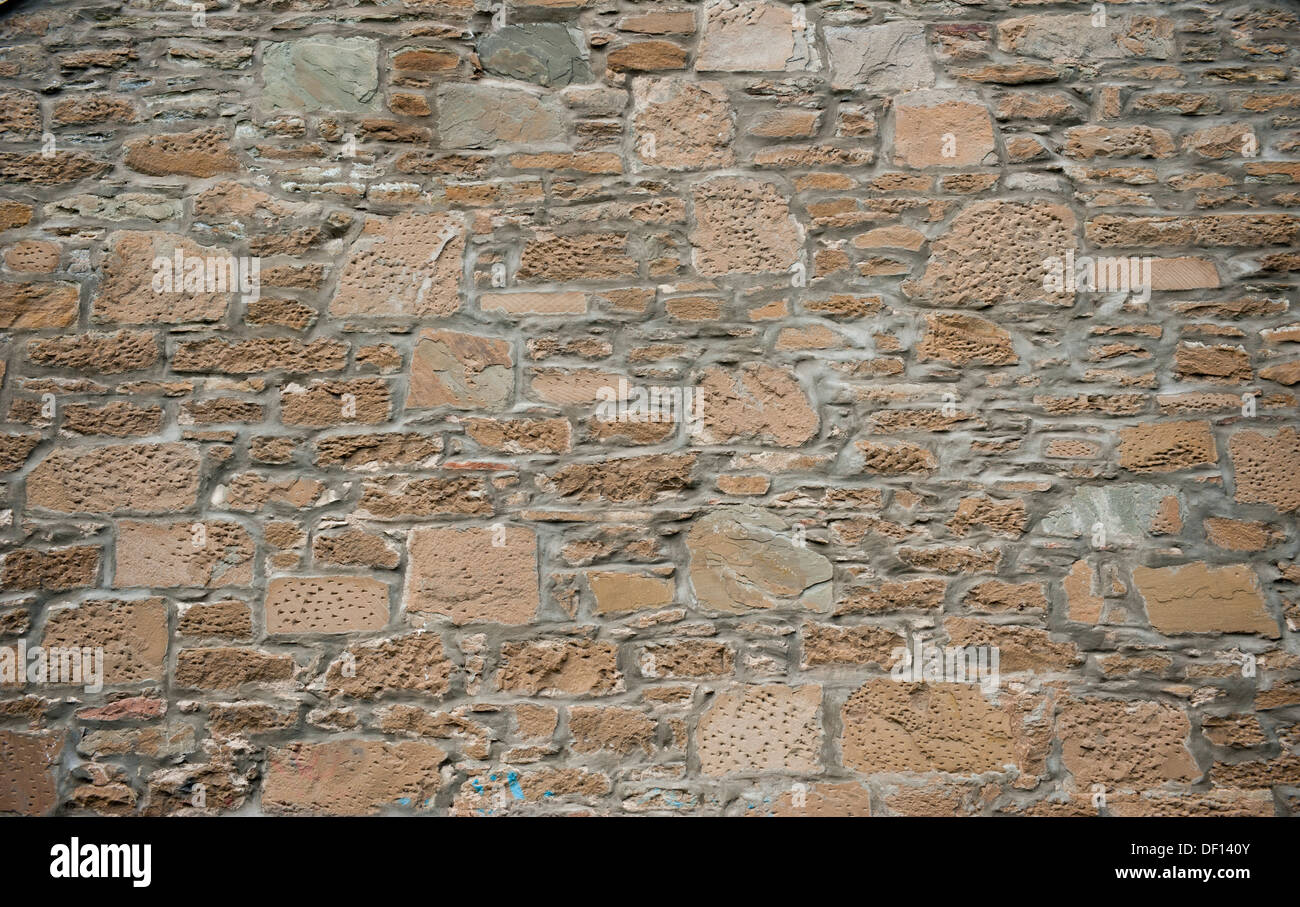 Zufällige Bruchsteinmauer Sandstein Stockfoto