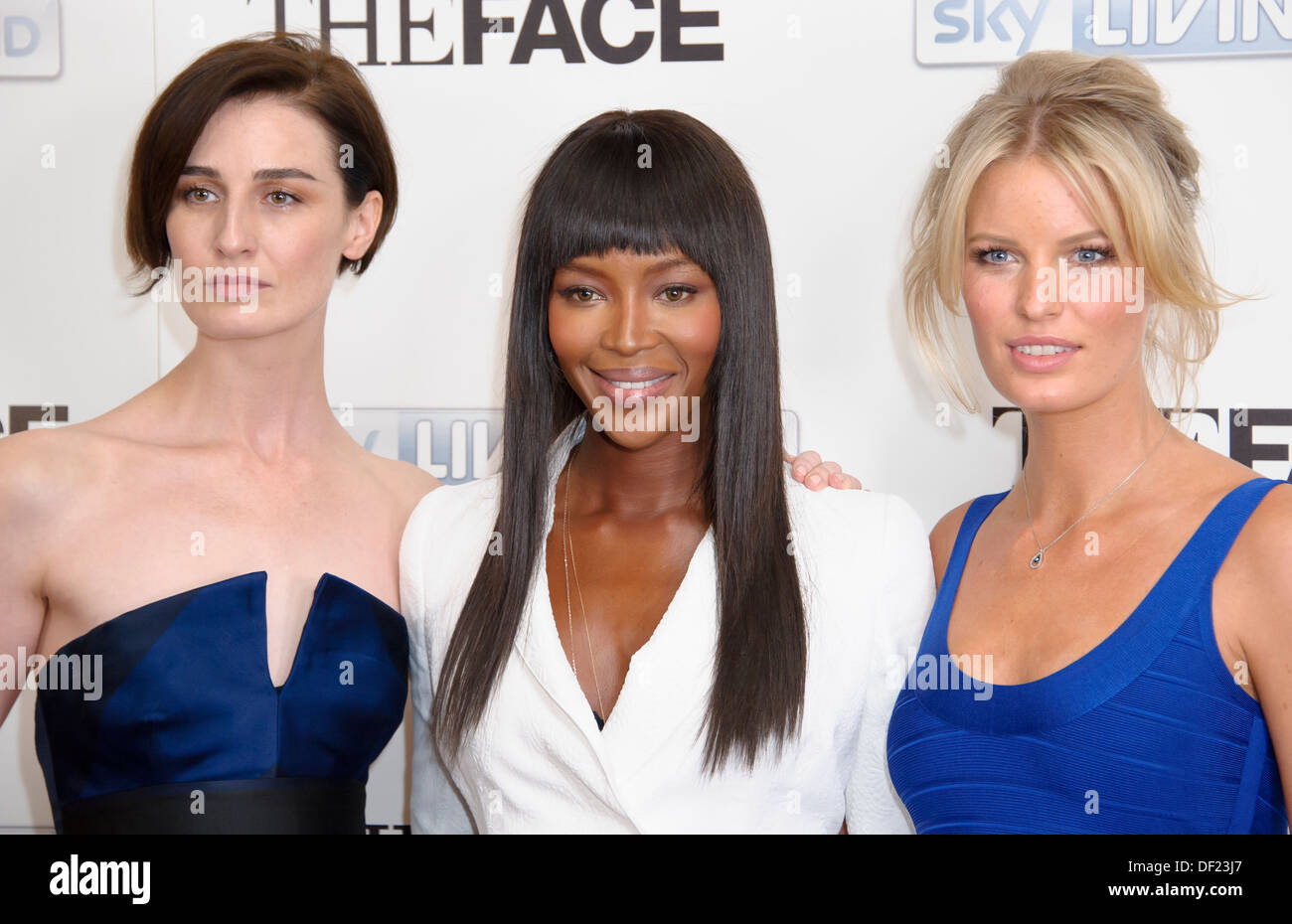 Erin O'Connor, Naomi Campbell und schwedische Modell Caroline Winberg besuchen den Start von "The Face". Stockfoto