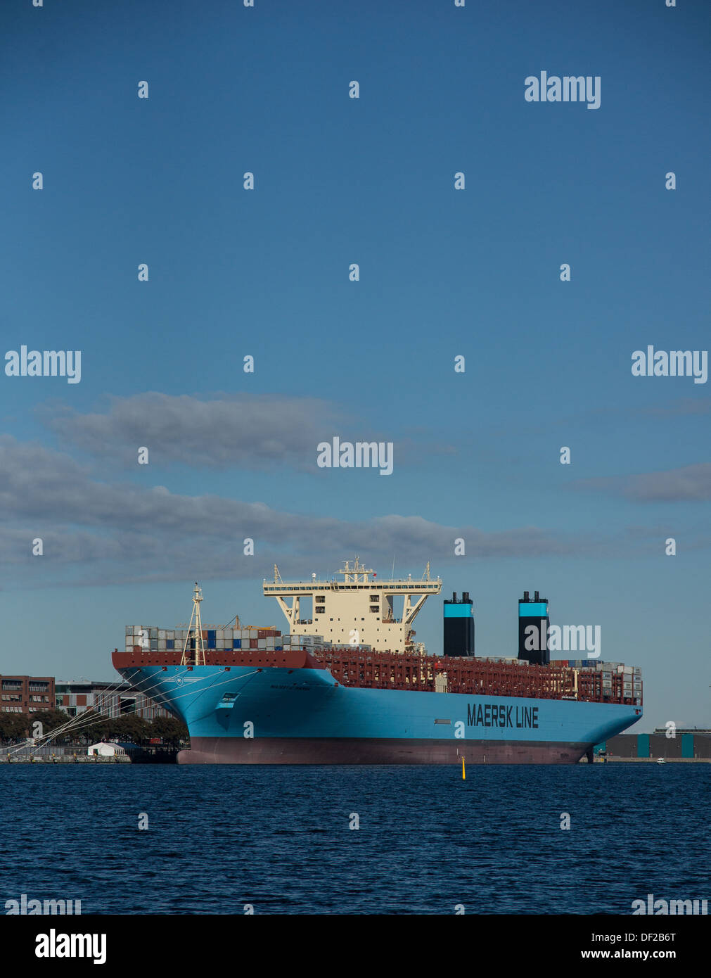 Maersk Linien neue Triple E Schiff majestätisch Mærsk am Kai in Kopenhagen September 2013 vor der Inbetriebnahme Stockfoto