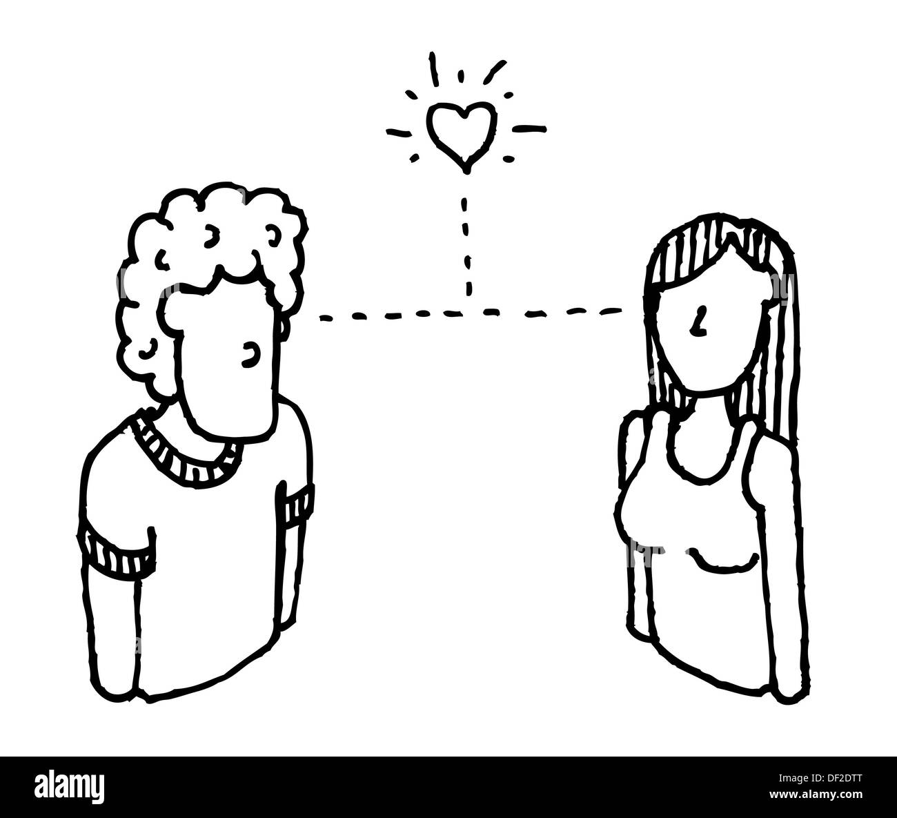 Liebe auf den ersten Blick / Vektor-Mann und Frau Stockfoto