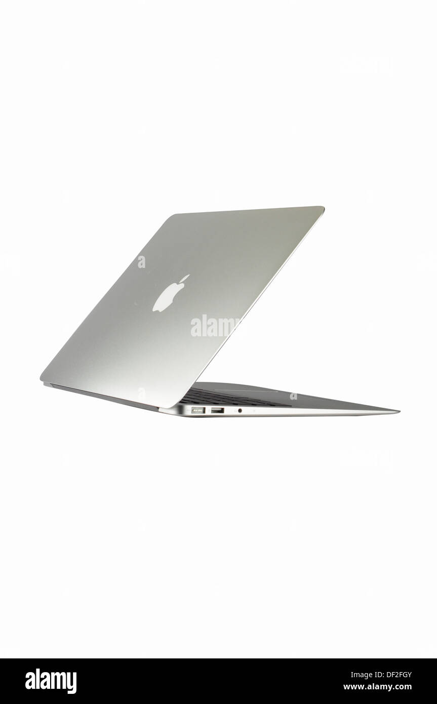 MacBook AIr in verschiedenen Silhouette, isoliert auf weißem Hintergrund Stockfoto