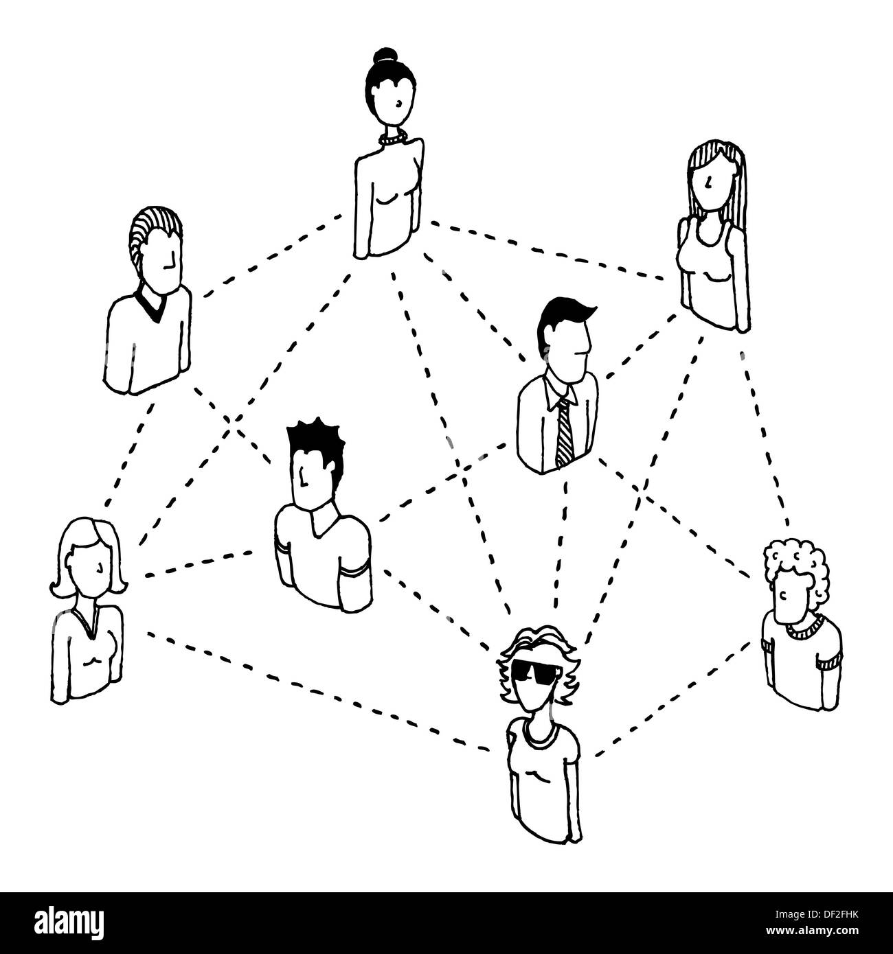 Soziales Netzwerk verbinden / Menschen Beziehungen 2 Stockfoto