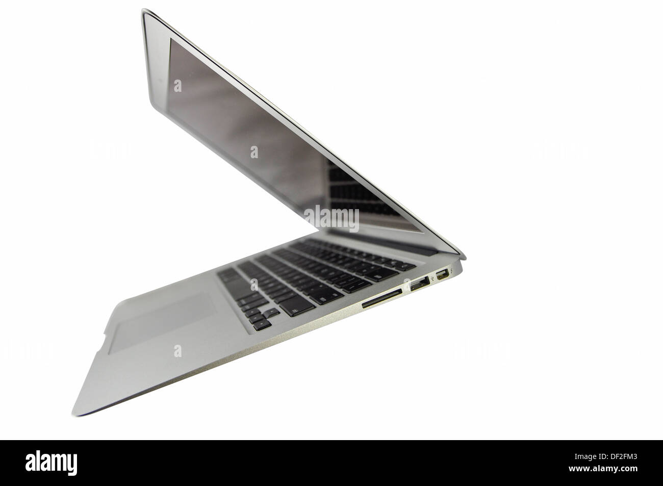 MacBook AIr in verschiedenen Silhouette, isoliert auf weißem Hintergrund Stockfoto