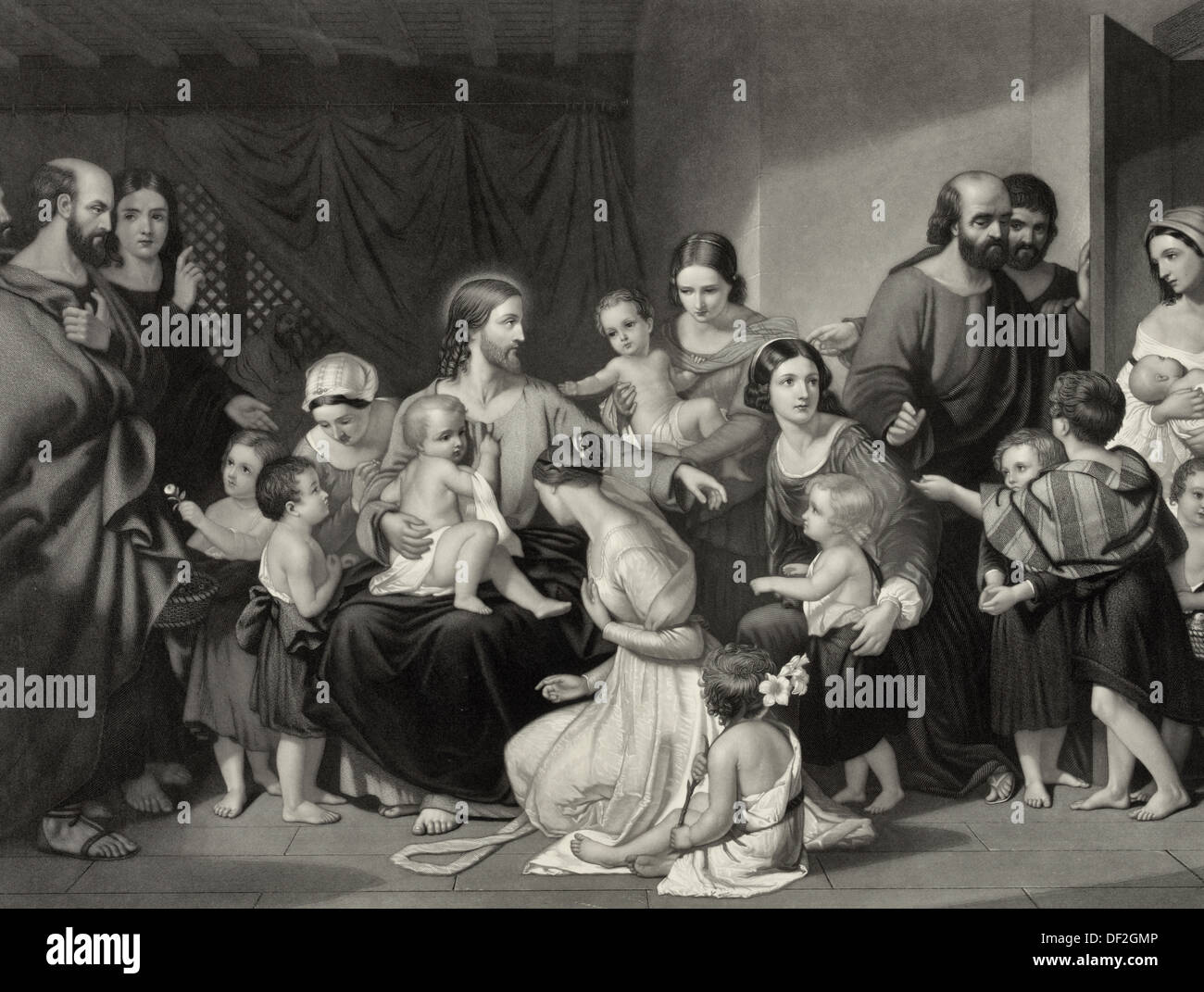 Jesus Christus segnet kleine Kinder Stockfoto