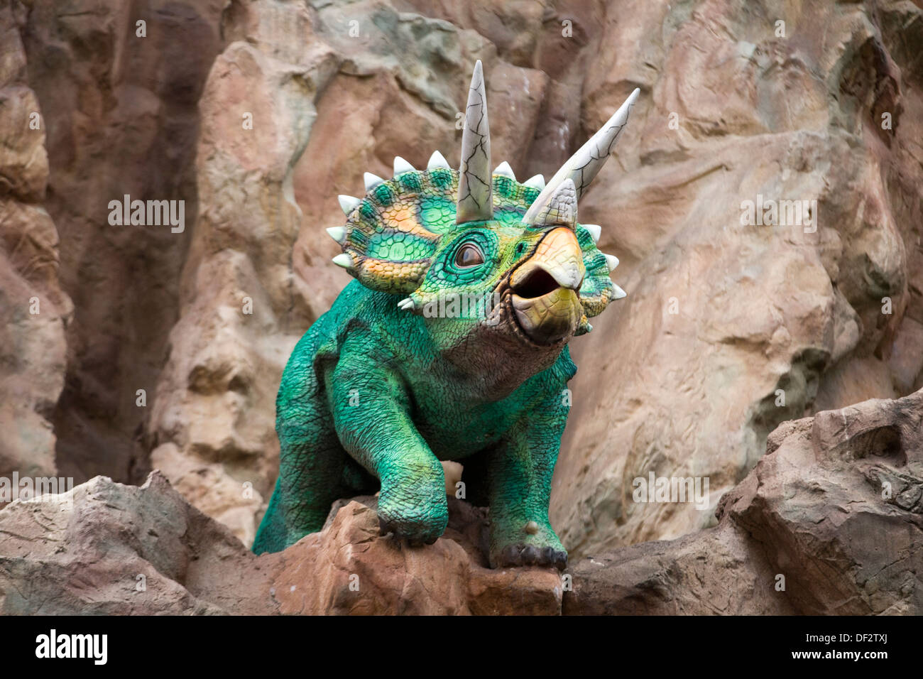 Der Vergnügungspark Wiener Prater Wurstelprater Wien Anchiceratop Dinosaurier Stockfoto