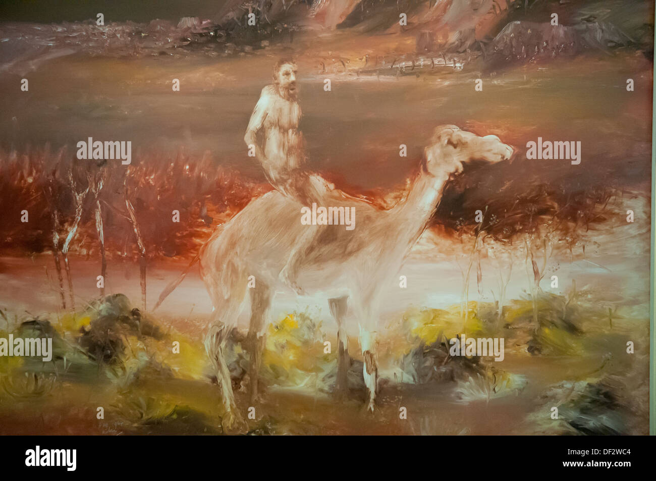 Detail vom Explorer und Kamel, Burke und Wills, von Sidney Nolan, Sammlung Parliament House in Canberra, Australien Stockfoto