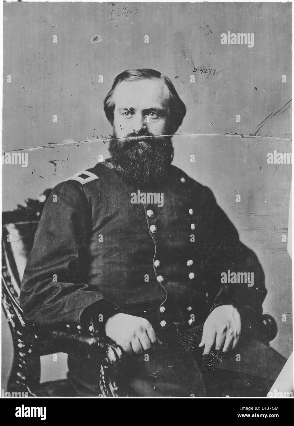 Ein historisches Porträt von General John C. Caldwell, das seinen Militärdienst während des Bürgerkriegs als einer der wichtigsten Anführer in der Armee der Union widerspiegelt. Stockfoto