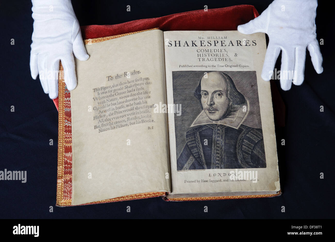 Eine seltene erste folio Ausgabe der Werke von William Shakespeare von der Library of Birmingham Shakespeare Collection. Stockfoto