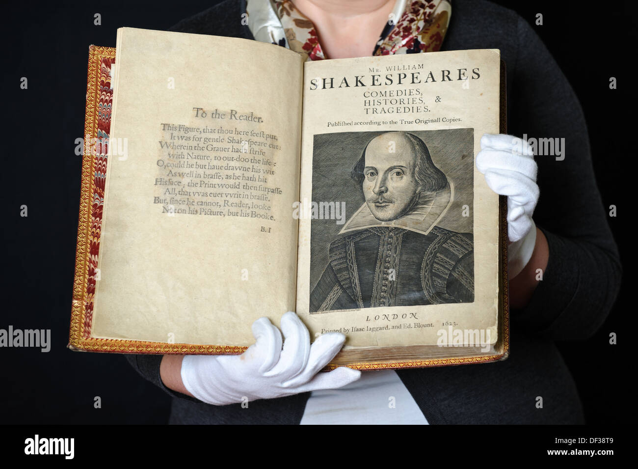 Eine seltene erste folio Ausgabe der Werke von William Shakespeare von der Library of Birmingham Shakespeare Collection. Stockfoto