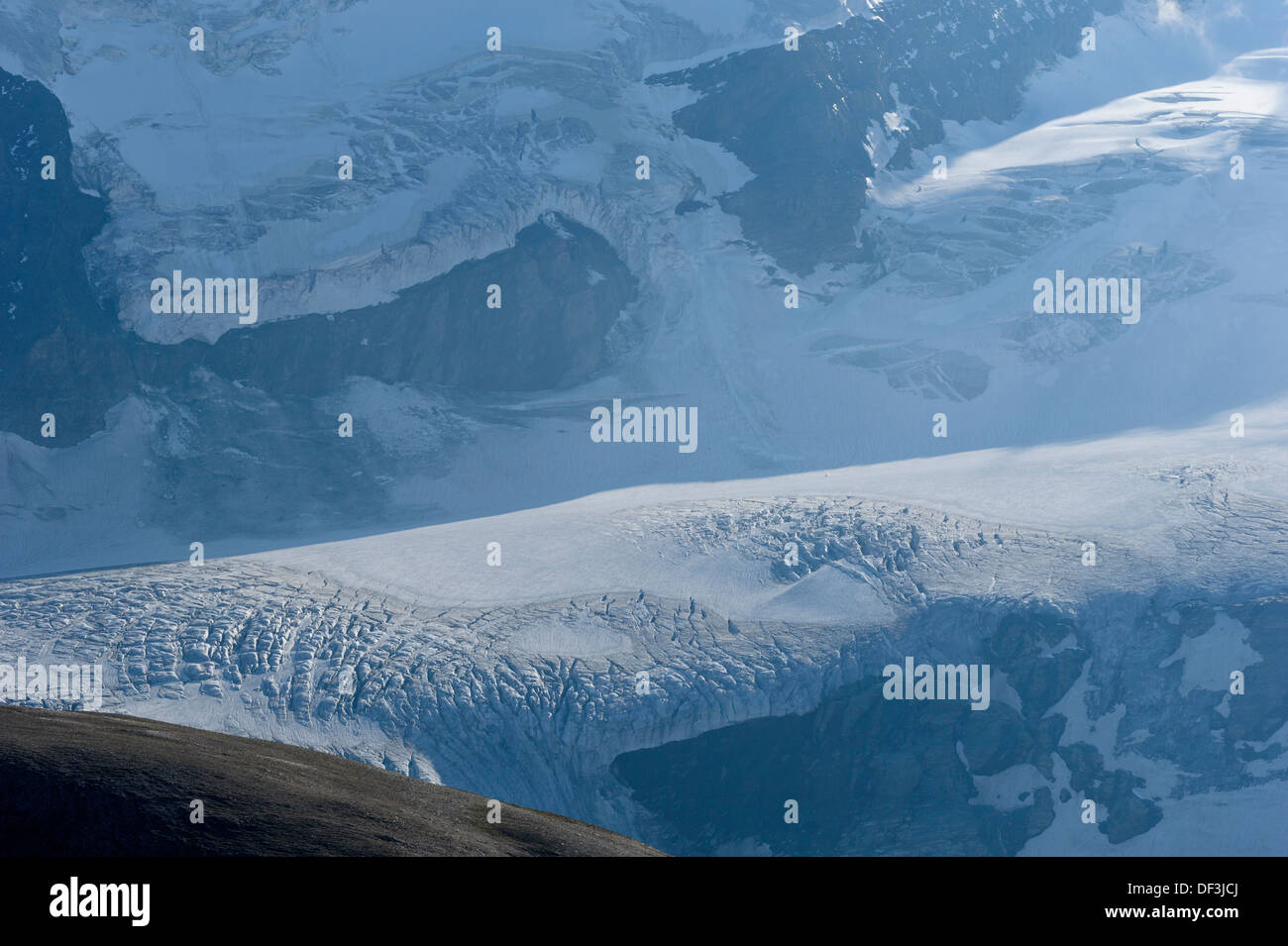 Österreich / Nationalpark Hohe Tauern - Auswirkungen des Klimawandels ändern: Gletscher schmelzen. Hat der Berg Grossglockner. Stockfoto