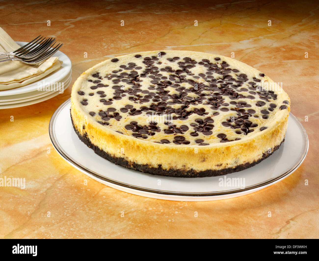 Chocolate Chip Käsekuchen Stockfoto