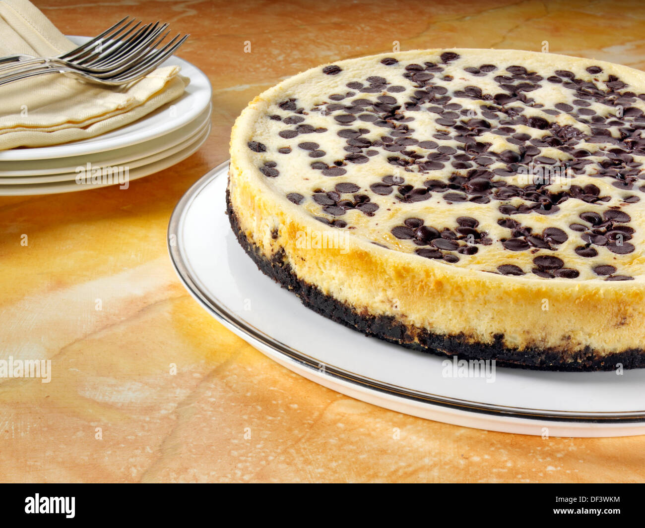 Chocolate Chip Käsekuchen Stockfoto