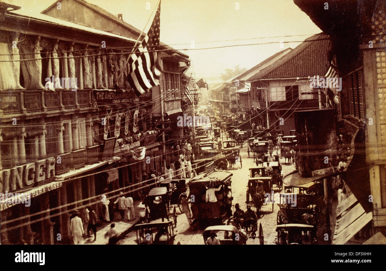 Beschäftigt Straßenszene, Manila, Philippinen, nach US-Besatzung, 1899 Stockfoto