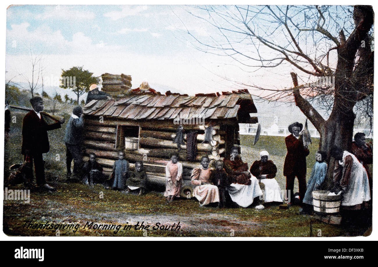 Afro-amerikanische Familie vor Blockhütte, Portrait, Florida, USA, 1908 Stockfoto
