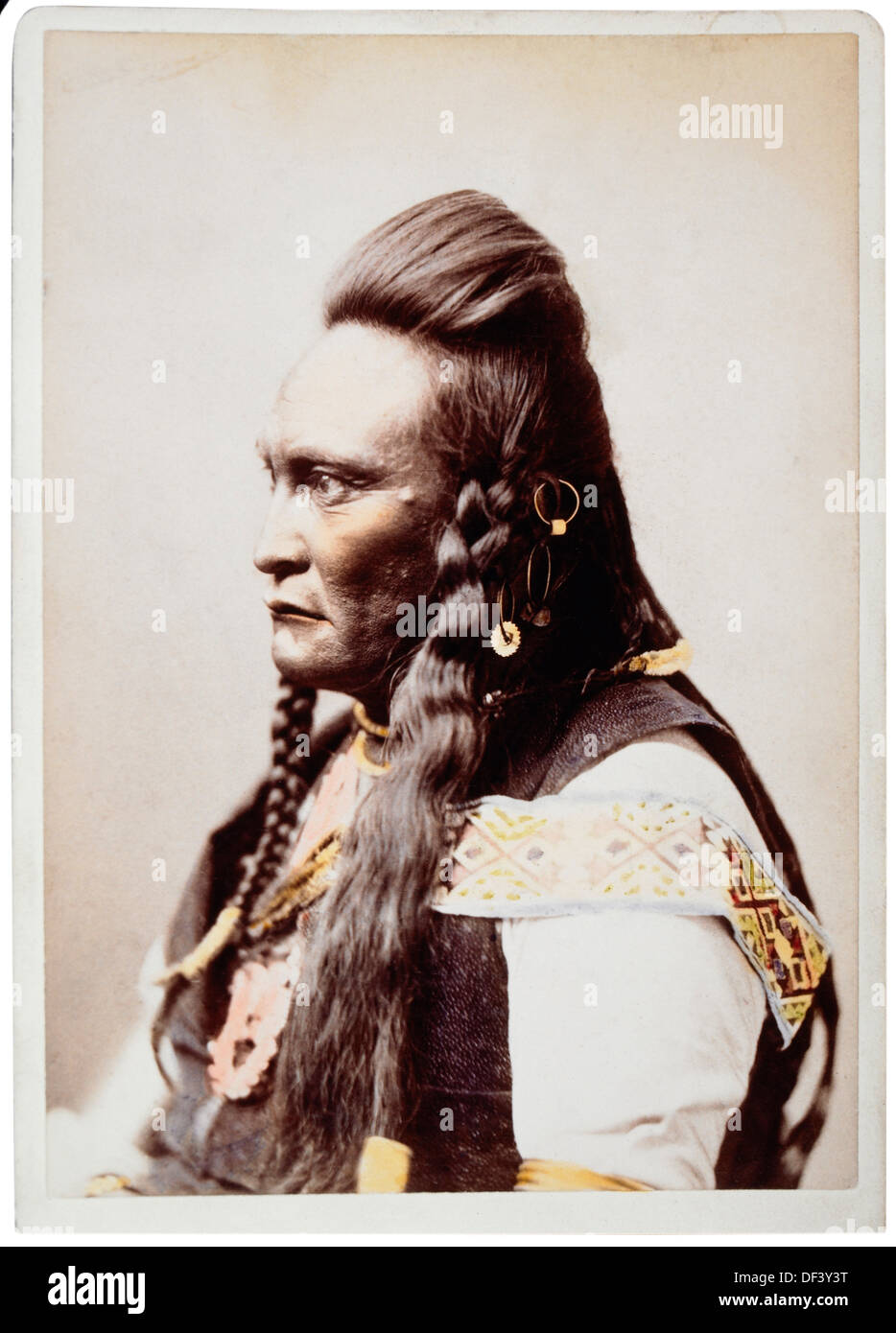 Chief laufen Rehe, Portrait, handkolorierten Foto, 1882 Stockfoto