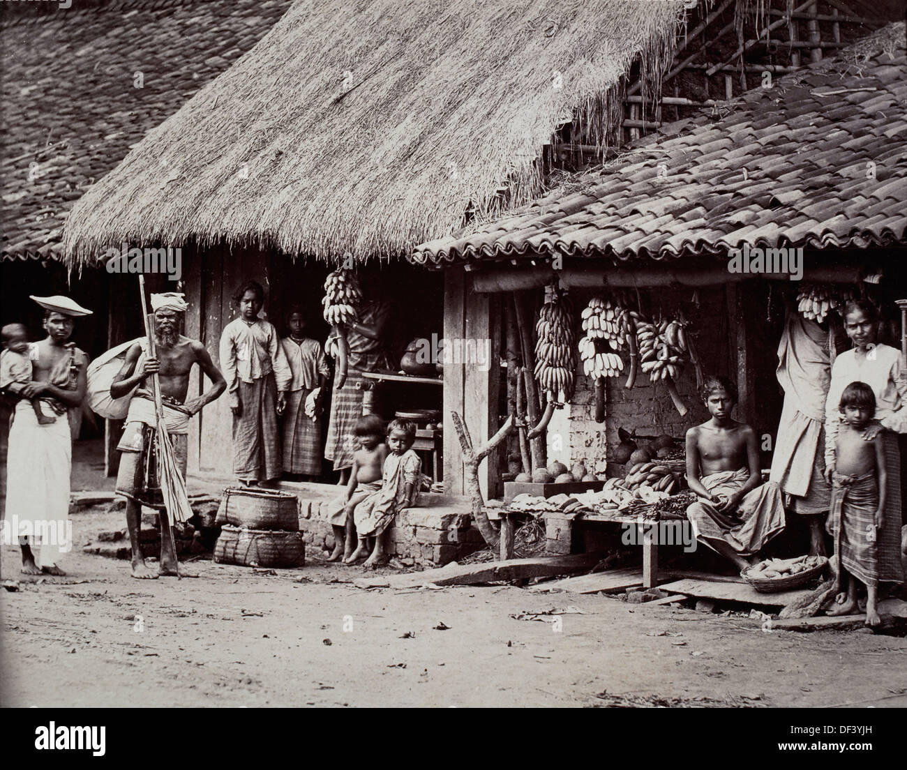 Dorfbewohner in Südindien, 1890 Stockfoto