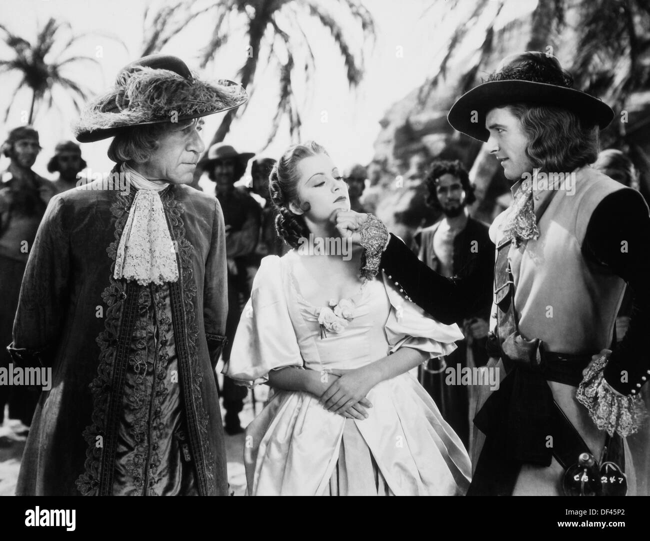 Olivia de Havilland und Errol Flynn, am Set des Films, "Captain Blood", 1935 Stockfoto