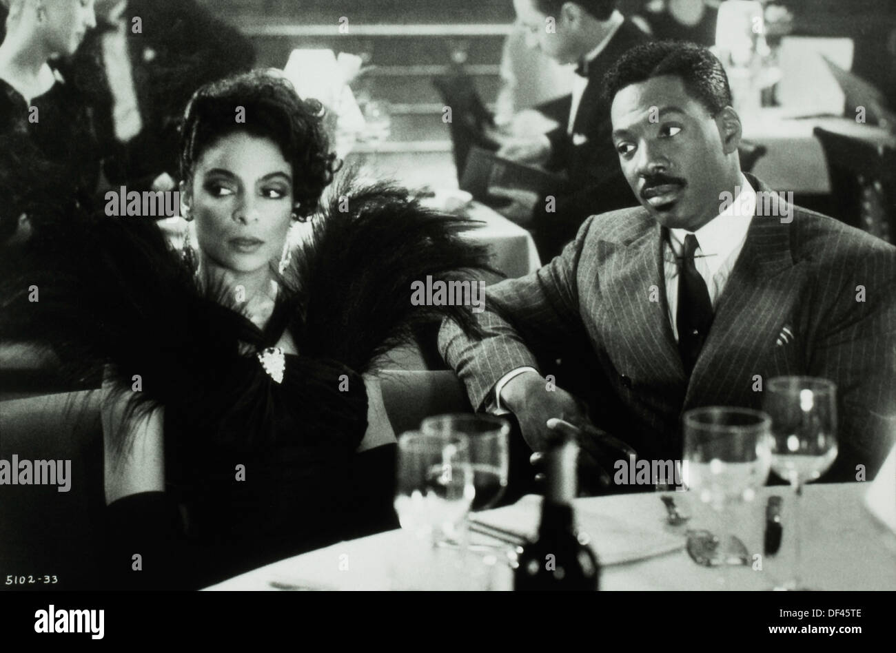 Eddie Murphy und Jasmine Guy am Set des Films, "Harlem Nights", 1989 Stockfoto