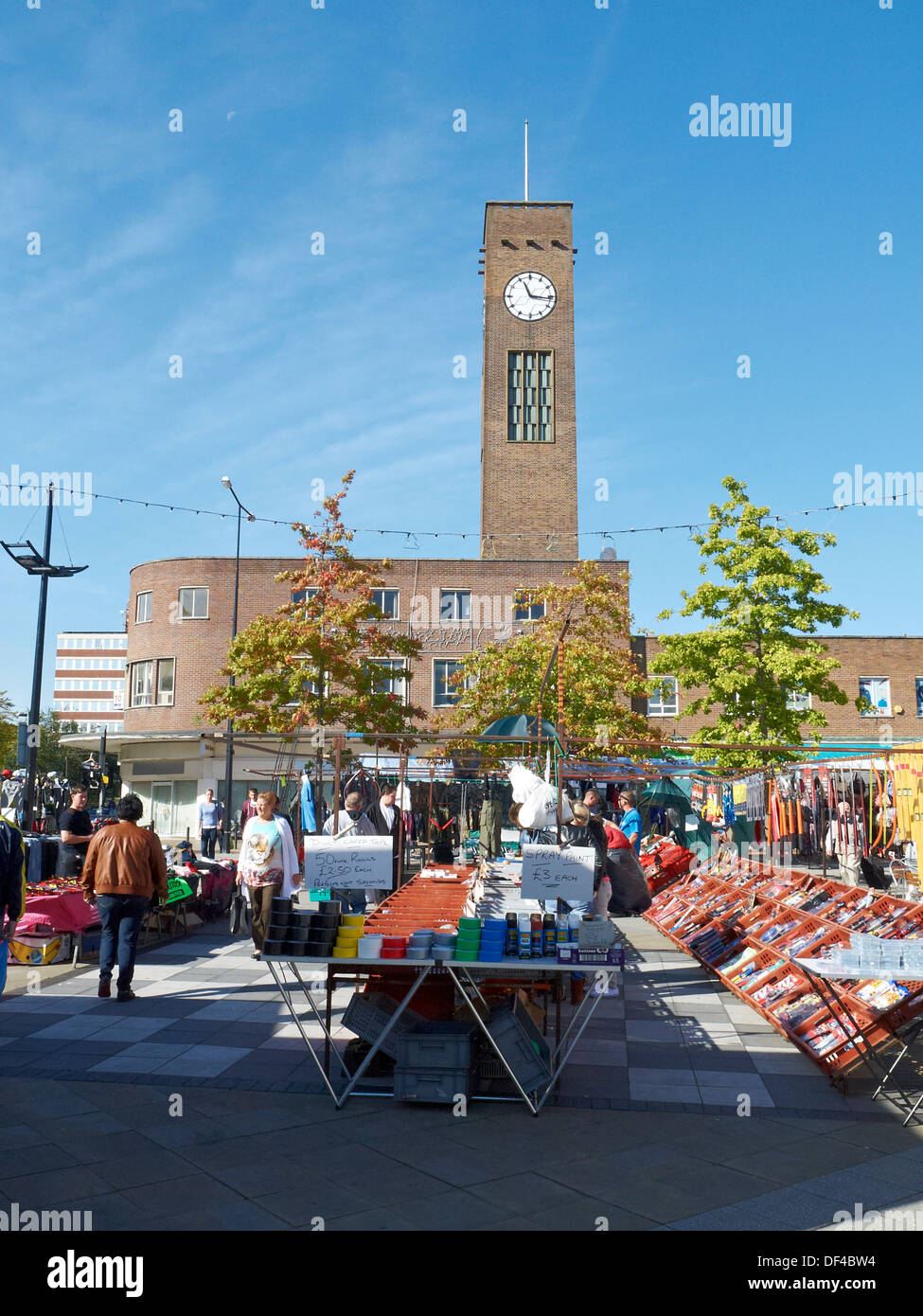 Markttag in Crewe Cheshire UK Stockfoto