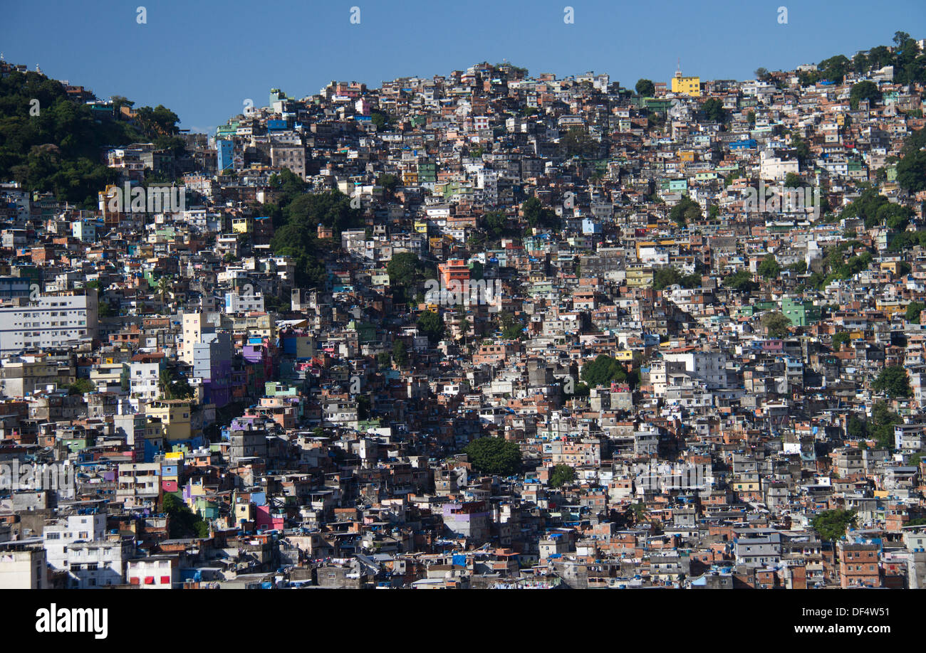 Rocinha Rio De Janeiro Brasilien mit hoher Dichte Haus Konzentration Stockfoto