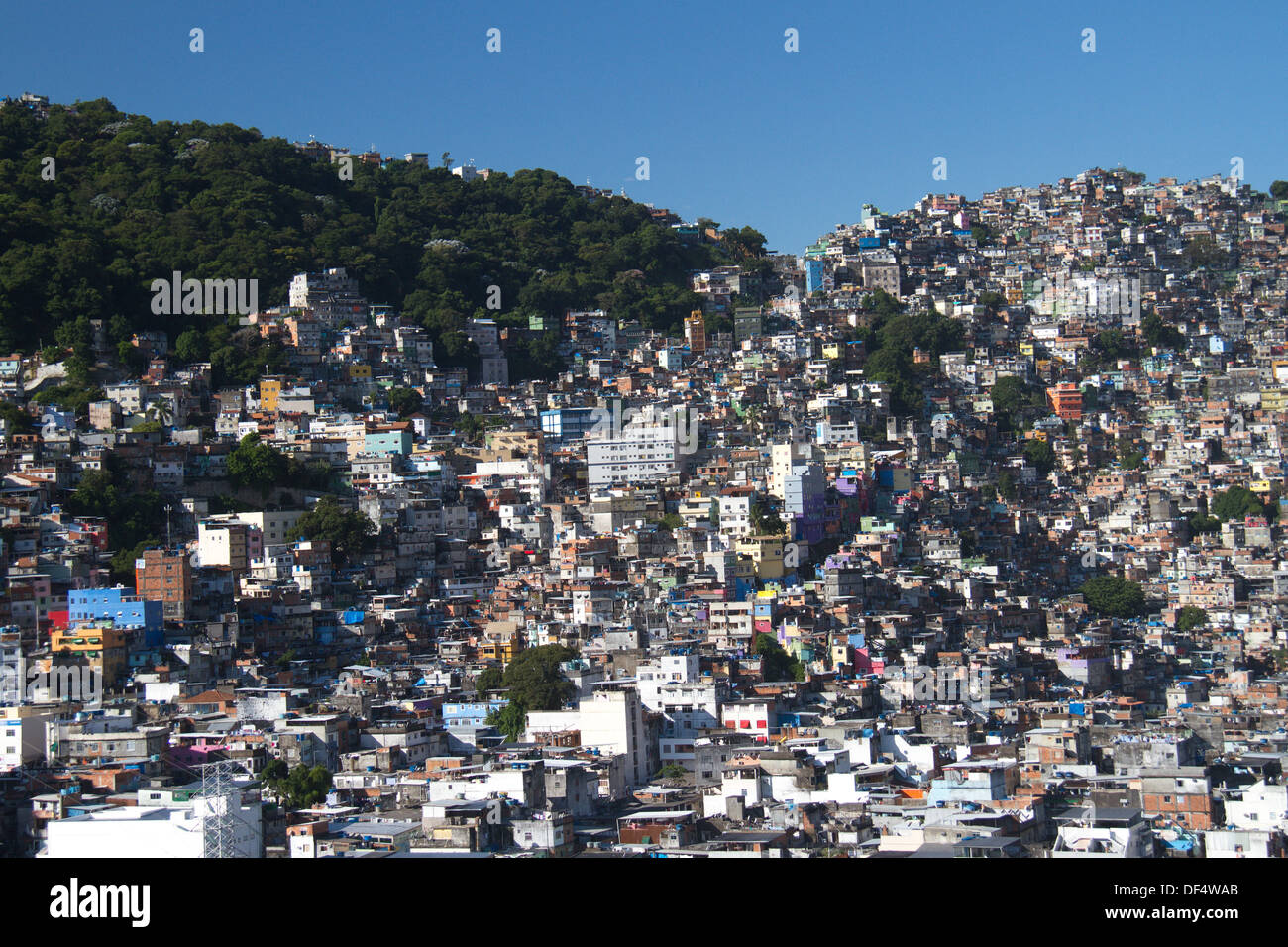 Masse der Häuser Favela Rocinha Rio de Janeiro Brasilien Slum Gemeinschaft Stockfoto