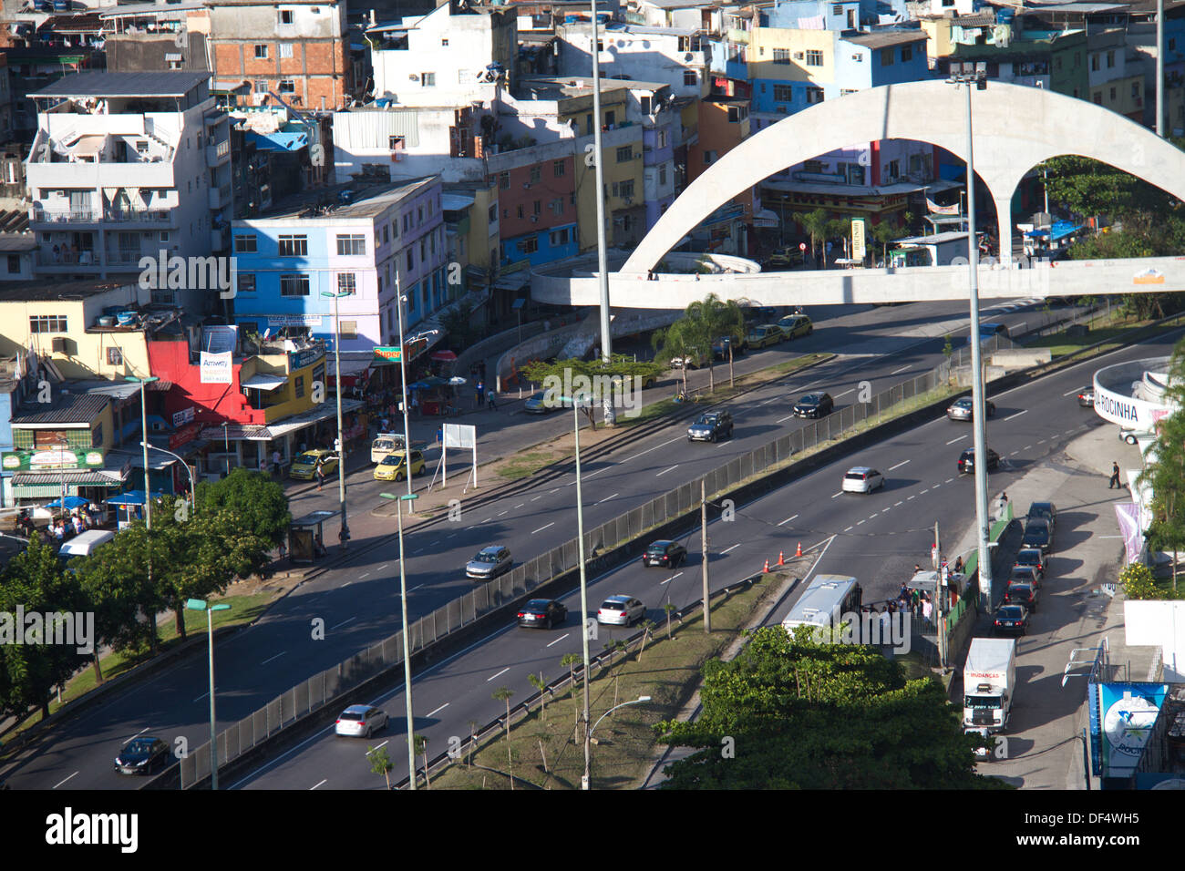 Rio De Janeiro Brasilien Favela da Rocinha Estrada Lagoa barrra Stockfoto