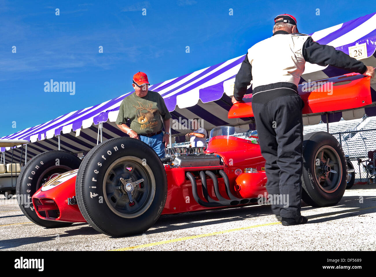 50er Jahre Indy Roadster in Milwaukee am Milwaukee Mile Race track Stockfoto