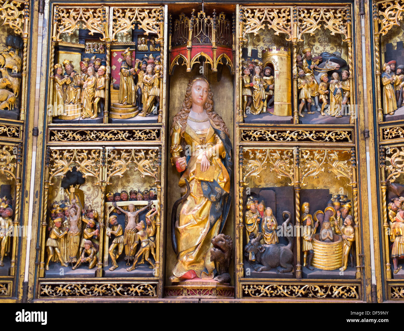 Das Victoria and Albert Museum, London - St Margaret Altarpiece aus mittelalterlichen Deutschland Stockfoto