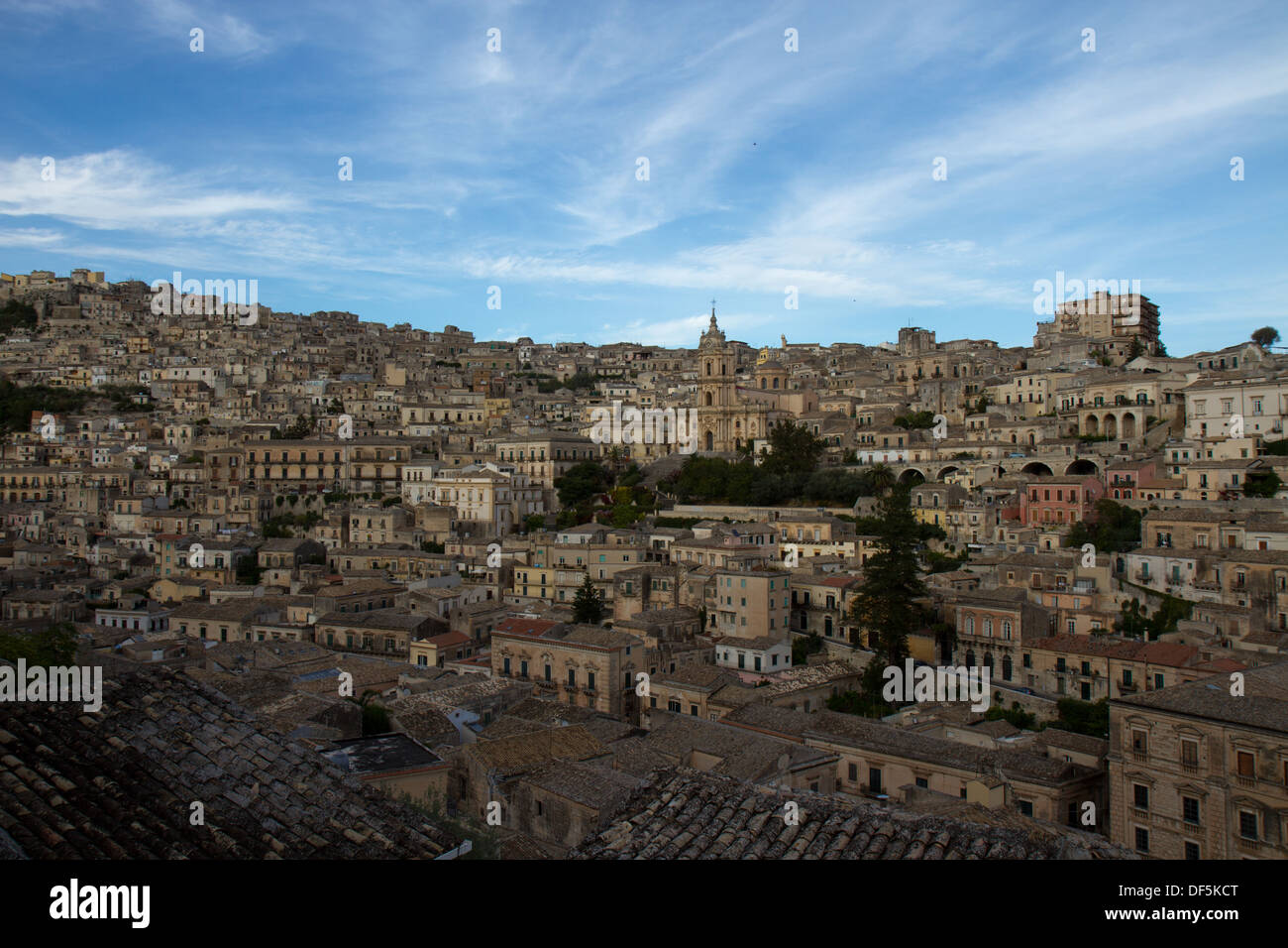 Abends Blick auf Modica, Sizilien, Italien Stockfoto