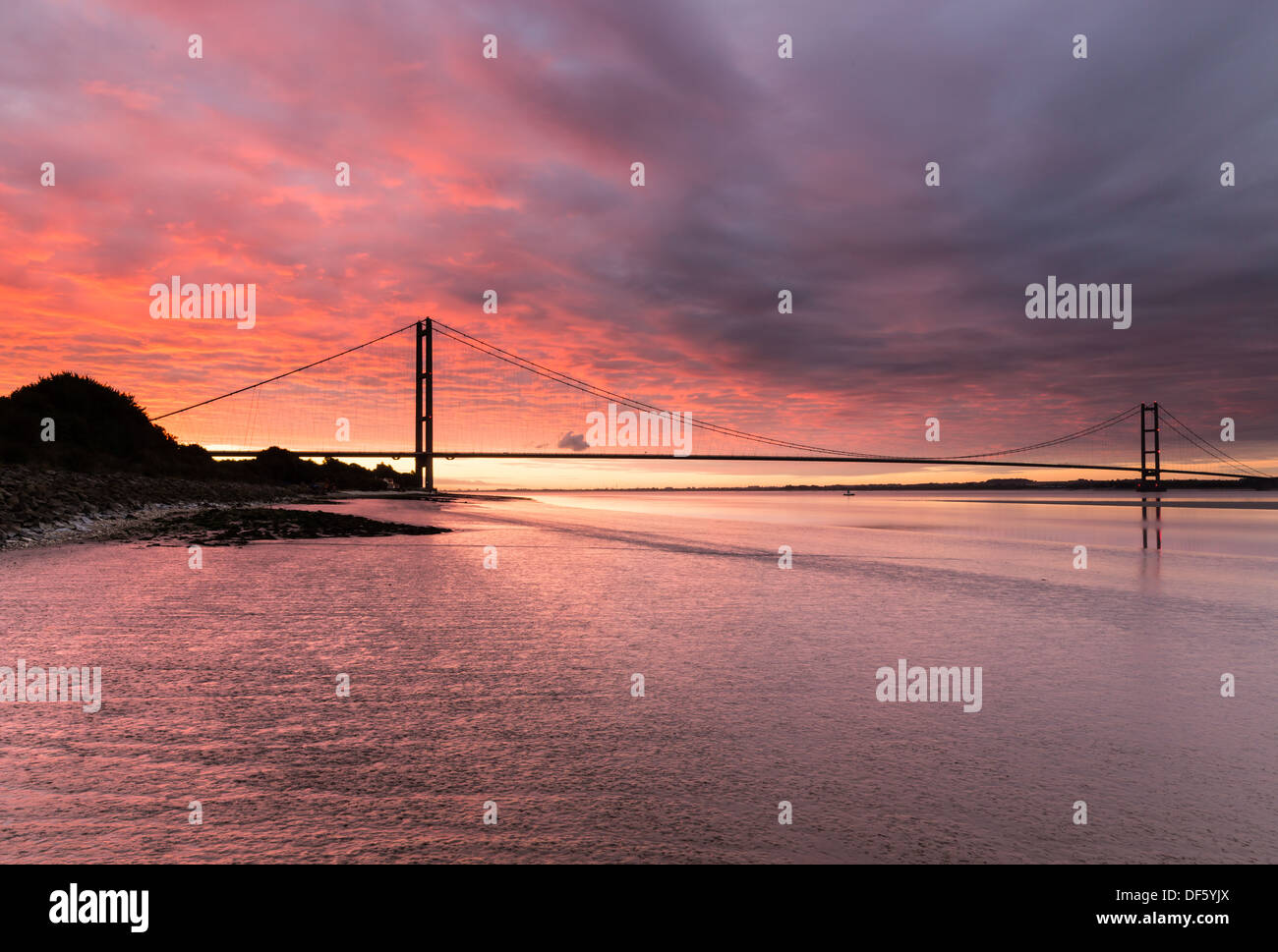 Humber Bridge Sonnenaufgang, Hull (UK) Stockfoto