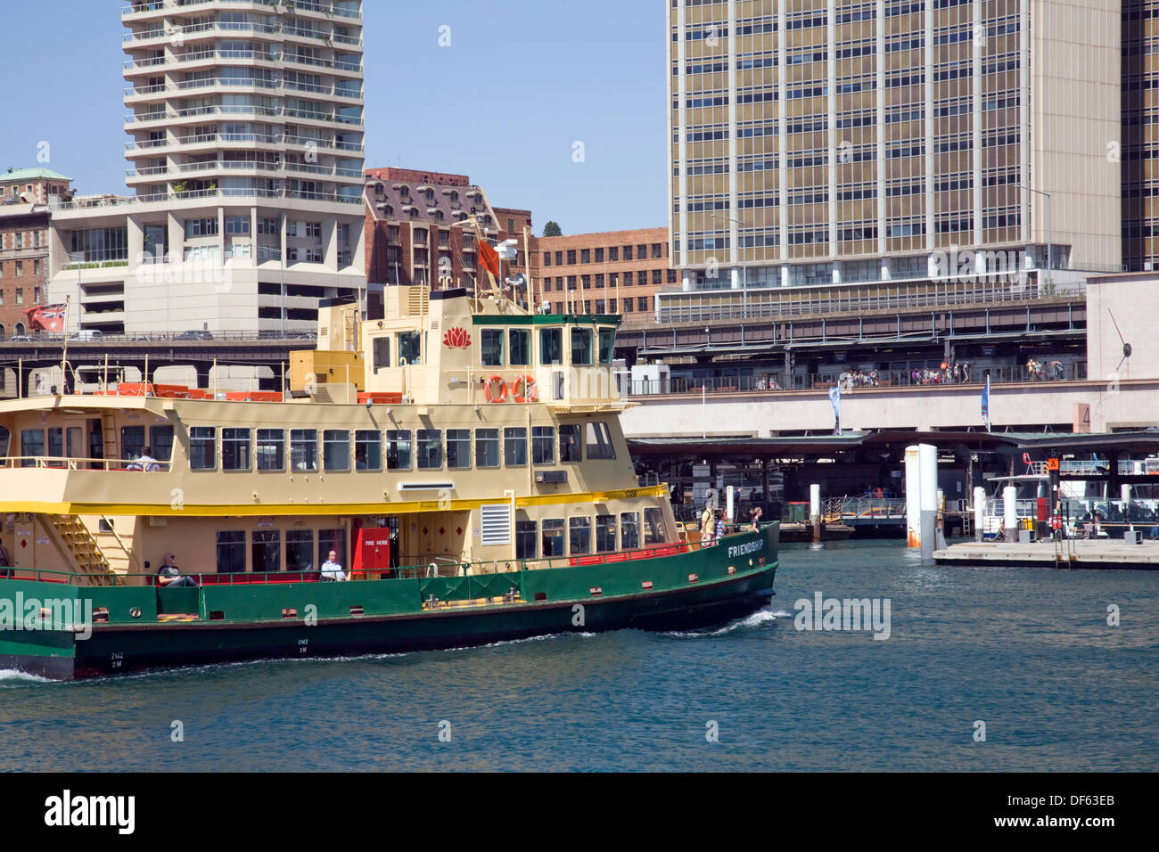 Legendären Sydney Fähre Ansätze Circular Quay Ferry Terminus in Sydney, NSW, Australien Stockfoto