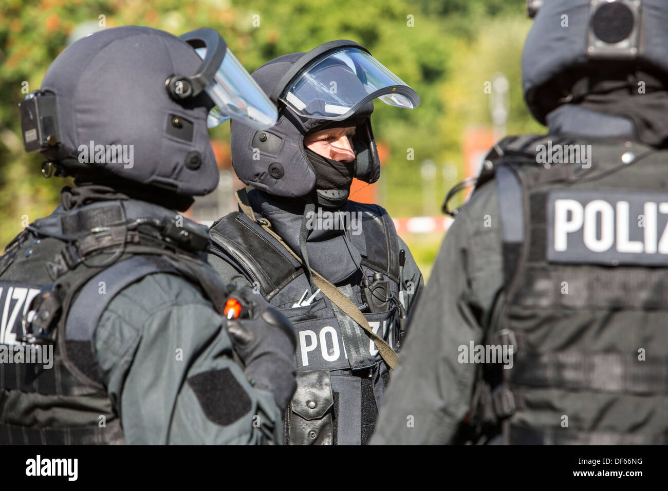 Polizei SWAT-Team trainieren, Rettung der Geiseln. Sondereinheiten der Polizei. Hostage Rescue Team. Stockfoto