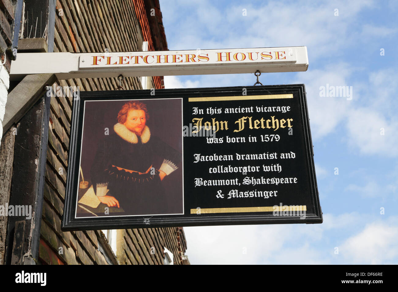 Fletchers Geburtshaus John Fletcher jakobinischen Dramatiker in 1579 Zeitgenosse und Mitarbeiter mit William Shakespeare Stockfoto