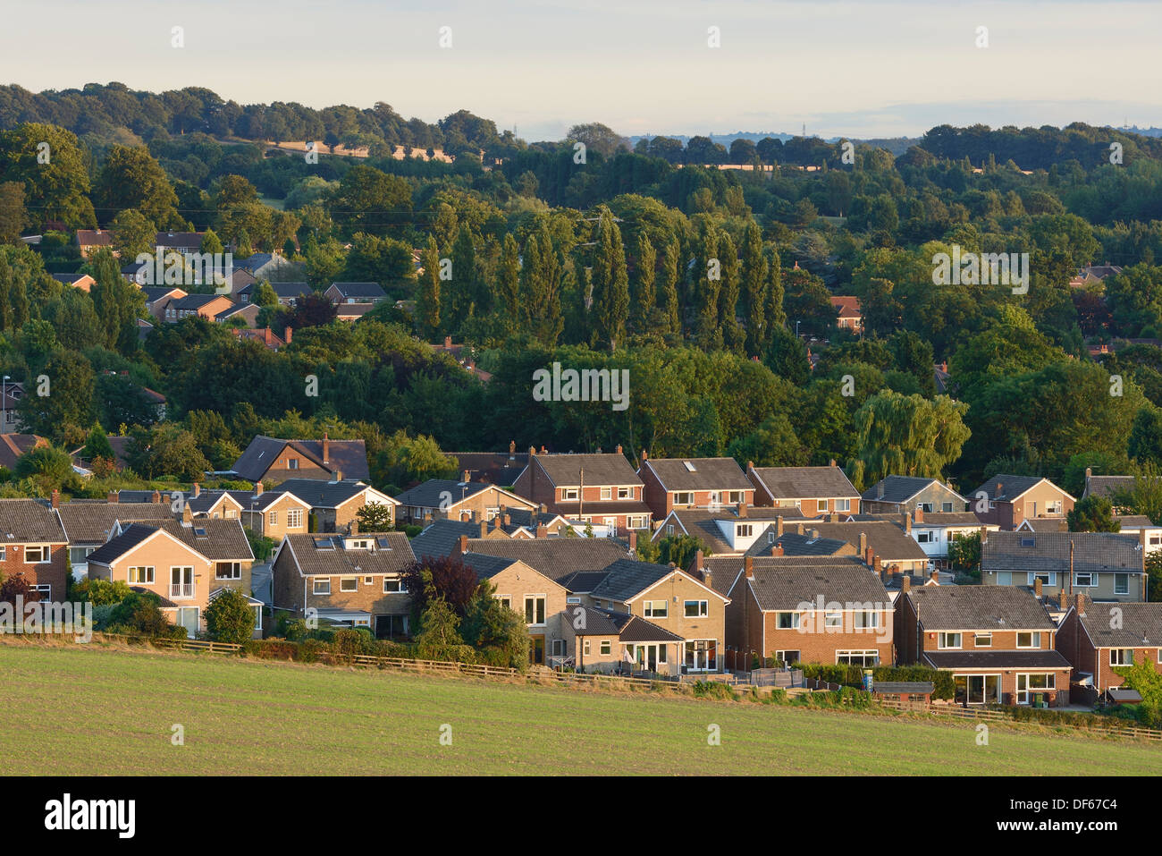 Gehäuse und Landschaft in der Nähe Sandal Castle Wakefield UK Stockfoto