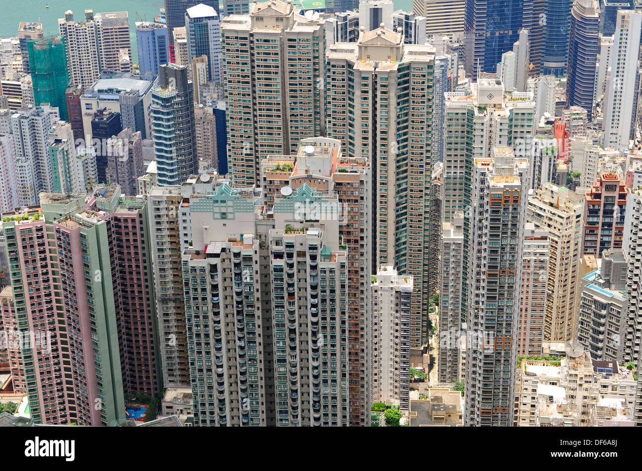 Die hohe angehoben, Hotels, Apartments und Hotels von Hong Kong Stockfoto