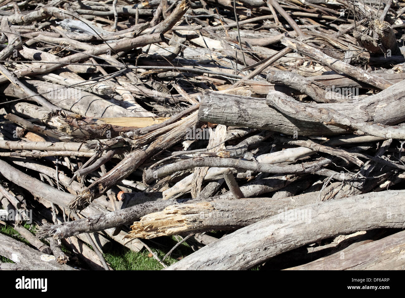 Viele alte Altholz auf eine schwerfällige Website Stockfoto