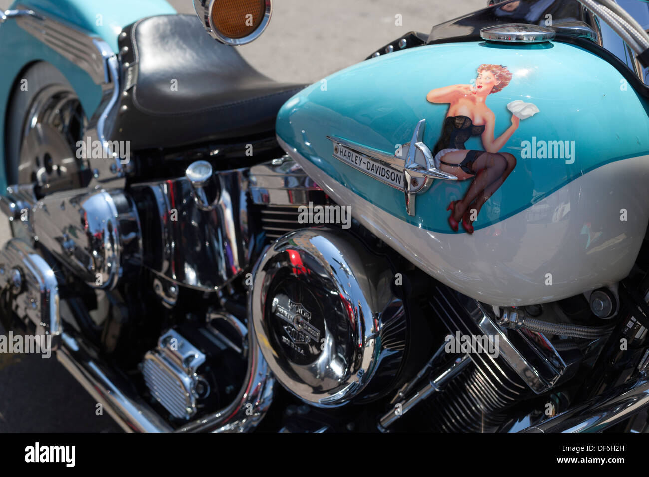 Maßgeschneiderte Benzintank von Harley Davidson Motorrad Stockfoto
